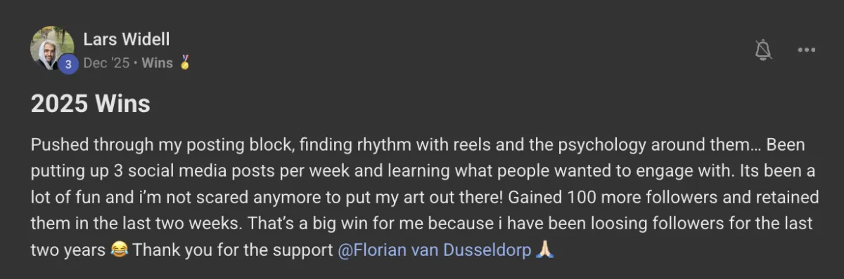 Win posted by a Tattoo Growth member
