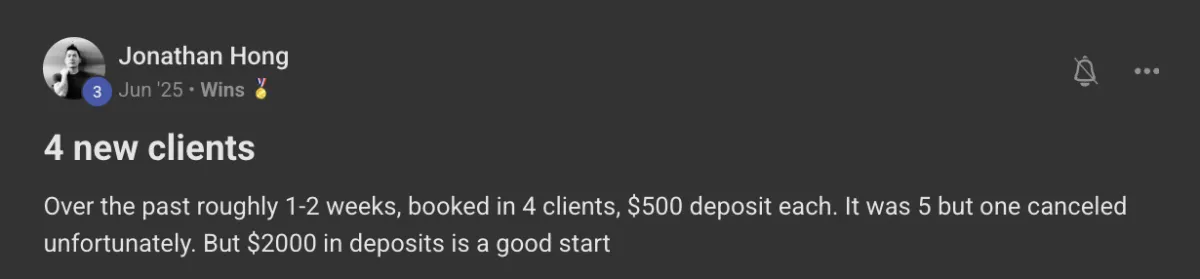 Win posted by a Tattoo Growth member